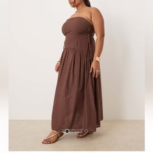 Strapless Brown Maxi Dress